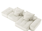 Beige / 2 Seater Sofa With Ottoman