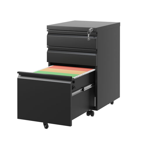 Metal Drawer Mobile File Cabinet With Lock For Home Office Organizer
