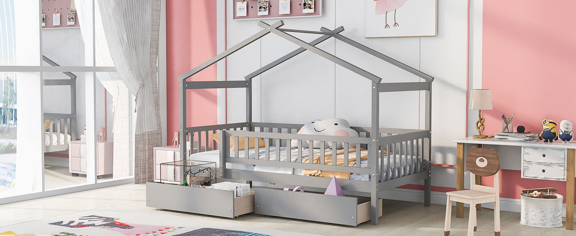House Bed With 2 Drawers