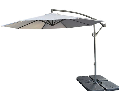 10 Ft Offset Cantilever Patio Umbrella With Crank And Tilt Adjustment For Pool, Deck, And Garden - Gray