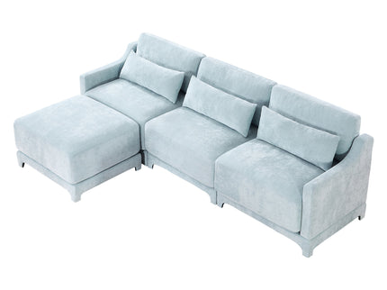 Stylish Sofa With Ottoman And Lumbar Pillows, Ergonomic Design