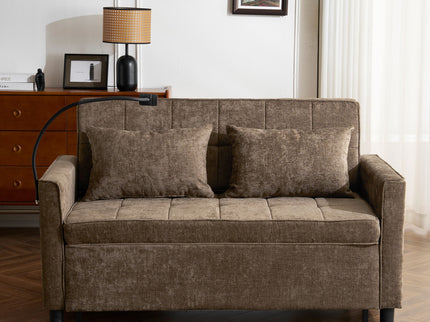 Pull-Out Sleeper Sofa With Reversible Backrest Cushion, Side Pockets, 2 USB Ports And A Phone Holder For Living Room