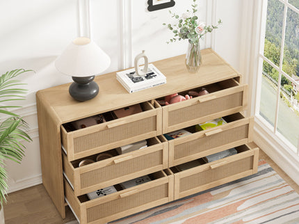Modern Arc Shaped Corner Rattan Cabinet With 6 Drawers