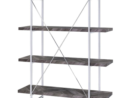 Herringbone - Bookcase With Full Length Shelf - Gray