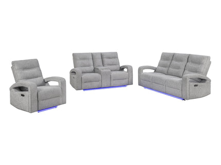 Isolde - Power Reclining Loveseat With LED Lighting - Gray