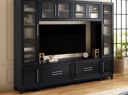 Wall Unit Modern Entertainment Center With Glass Doors