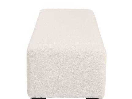 Textured Boucle Ottoman Bench With Hinged Lid For Seating And Storage - Beige