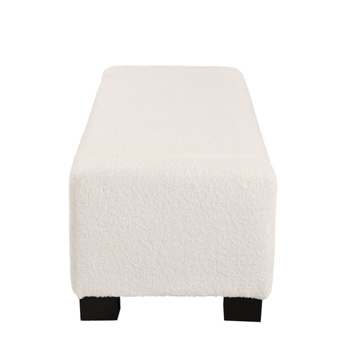 Textured Boucle Ottoman Bench With Hinged Lid For Seating And Storage - Beige