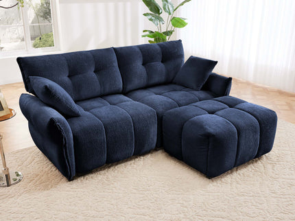 Sofa Set With Ottoman And Pillows, Textured, High Resilience Cushions
