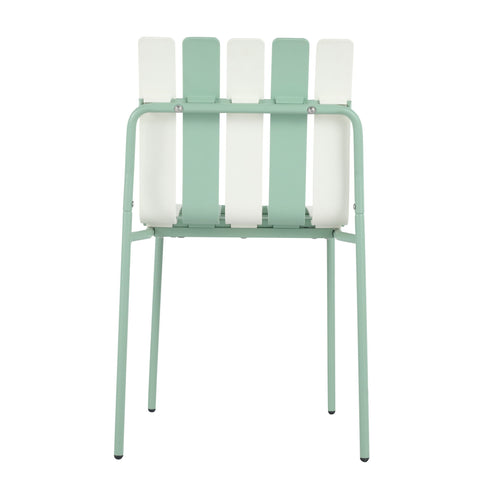 Single Chairs With Color Blocking Design (Set of 4) - Haze Green / White