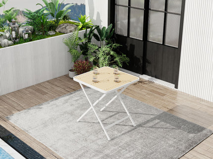 Modern Folding Square Table, Water Proof And Wear Resistant - Apricot / White