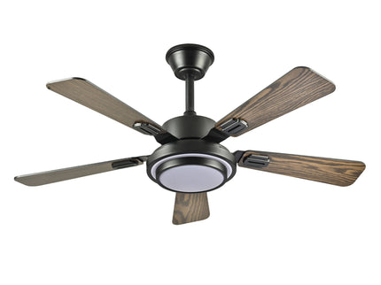 5 Blades Ceiling Fan With LED Light 3000 - 6500K Dimmable, 6 Speed Levels, Reversible Ceiling Fan - Matte Black