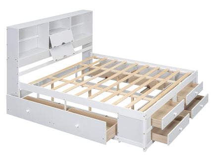 Platform Bed With Storage Headboard And 8 Drawers