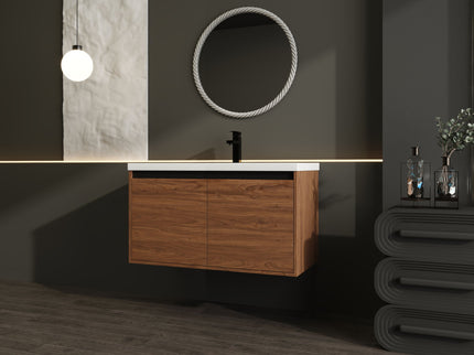Bathroom Vanity Set With Resin Countertop Sink And 2 Doors, Engineered Wood
