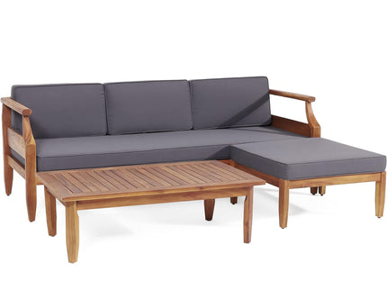 Bianca - Outdoor 3 Seater Sofa Chat Set With Ottoman - Teak