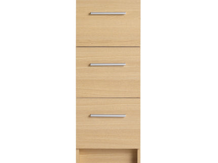 Slim Freestanding Bathroom Storage Cabinet, 3 Drawers - Light Oak