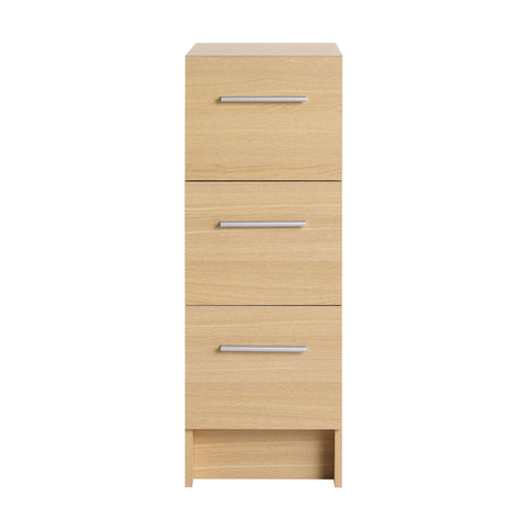 Slim Freestanding Bathroom Storage Cabinet, 3 Drawers - Light Oak
