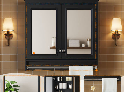 Modern Wall-Mounted Mirror Cabinet With Adjustable Shelves, Soft-Close Doors, High-Definition Mirror