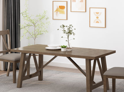Farmhouse Style Dining Table With Wood Like Top