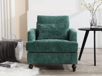 Modern Mid Century Wood Frame Armchair With Tufted Design