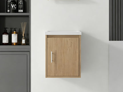 Floating Bathroom Vanity Combo, Wall Mounted Cabinet With Sink & Soft Close Doors For Small Bathrooms