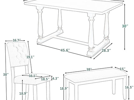 6 Piece Dining Set Retro Style