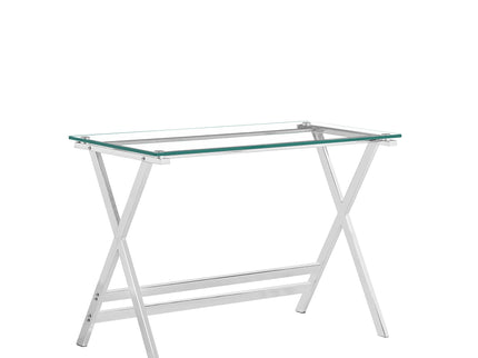 Transparent Glass Computer Desk With Rounded Edges, Tempered Glass Laptop Table - Clear