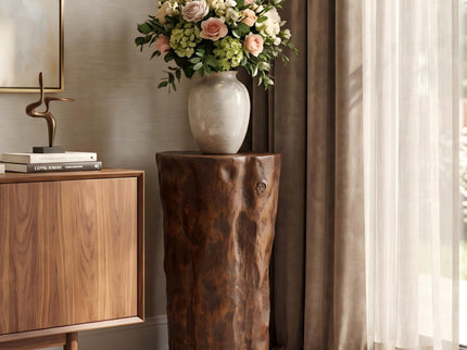 Tree Stump Side Table, Indoor / Outdoor Use - Antique Brown