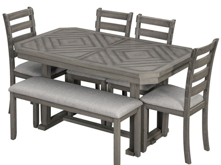 6 Piece Dining Table Set With Ergonomic Seating