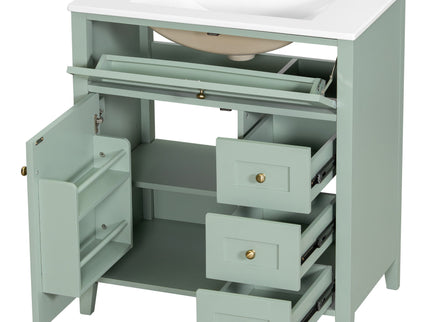 Bathroom Vanity With Sink, 3 Drawers And Adjustable Shelf