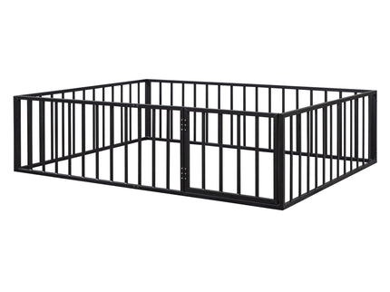 Metal Floor Bed Frame With Fence And Door