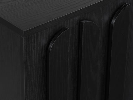 Farmhouse TV Stand, Storage Media Console With Adjustable Shelves & 3 Cable Holes