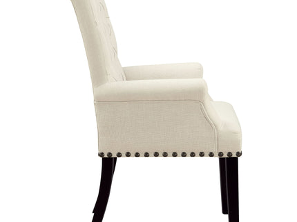 Vaughn - Upholstered Dining Chair With Tapered Legs And Nailhead Trim - Beige