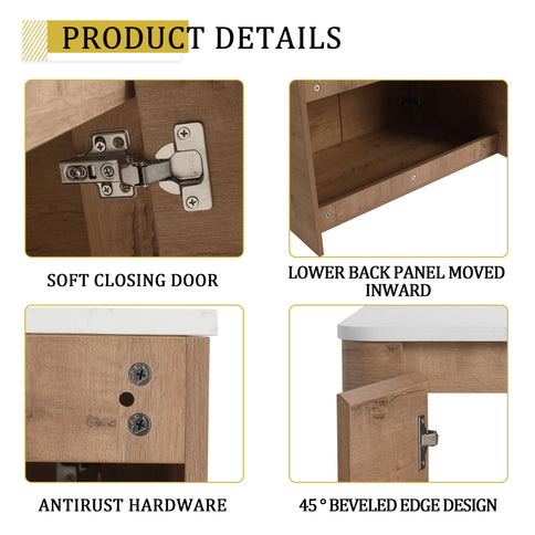 Wall Mounted Bathroom Vanity With Art Sink & 1 Soft Close Door