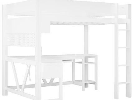 Gaming Loft Bed With Desk, Storage Shelves, LED And Charging Station