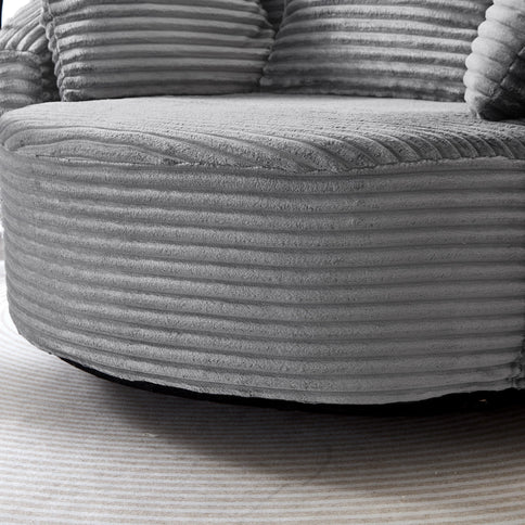 Swivel Accent Barrel Chair With Adjustable Phone Holder, 5 Pillows For Living Room