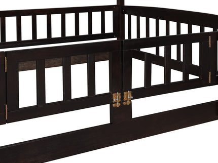 Low Bunk Bed With Slide, Fence And Ladder