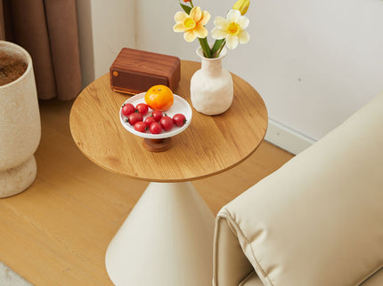 Round Coffee Table - Brown / White