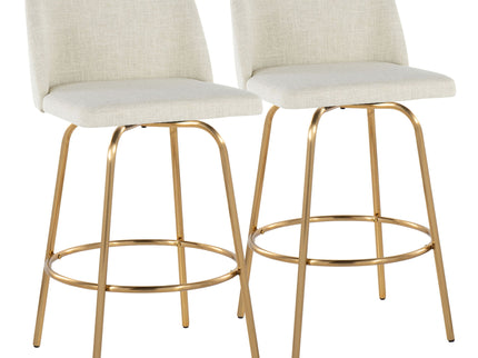 Toriano - Contemporary, Fixed Height Counter Stool With Swivel With Round Footrest (Set of 2)