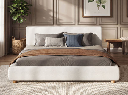 Upholstered Platform Bed Frame With Thick Headboard