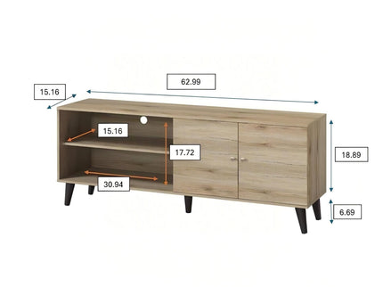Amidon - TV Stand, With 2 Storage Shelves And 1 Cabinet