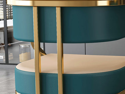 Dining Chairs Ergonomic Curved Backres (Set of 2) - Blue / Neutral