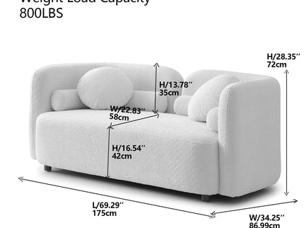 2 Seater Sofa Couch For Living Room - Light Beige