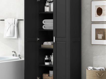 Storage Cabinet With Adjustable Shelves, 2 Doors, Rectangle Design For Bathroom