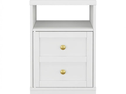 Nightstand With Door & Shelf, 2 Drawer Side Table