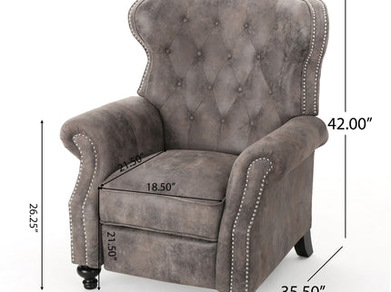 Accented Push Back Recliner Chair With Rolled Arms, Enjoy Cocooning Comfort