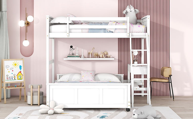Full Over Full Bunk Bed With Desk