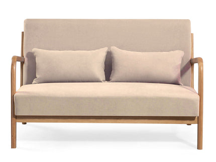 Leisure Chair With Solid Wood Armrest And Feet, Mid-Century Modern Accent Sofa, 2 Seat