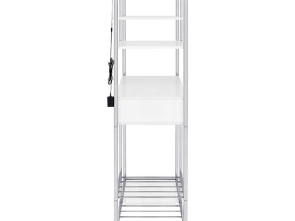 Draper - 5 Shelf LED Wine Cabinet With Pull Out Drawer - Gloss White