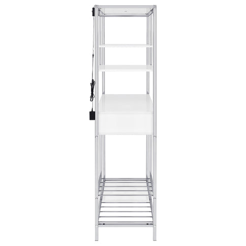 Draper - 5 Shelf LED Wine Cabinet With Pull Out Drawer - Gloss White